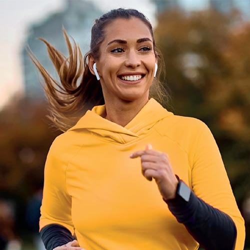 A woman running